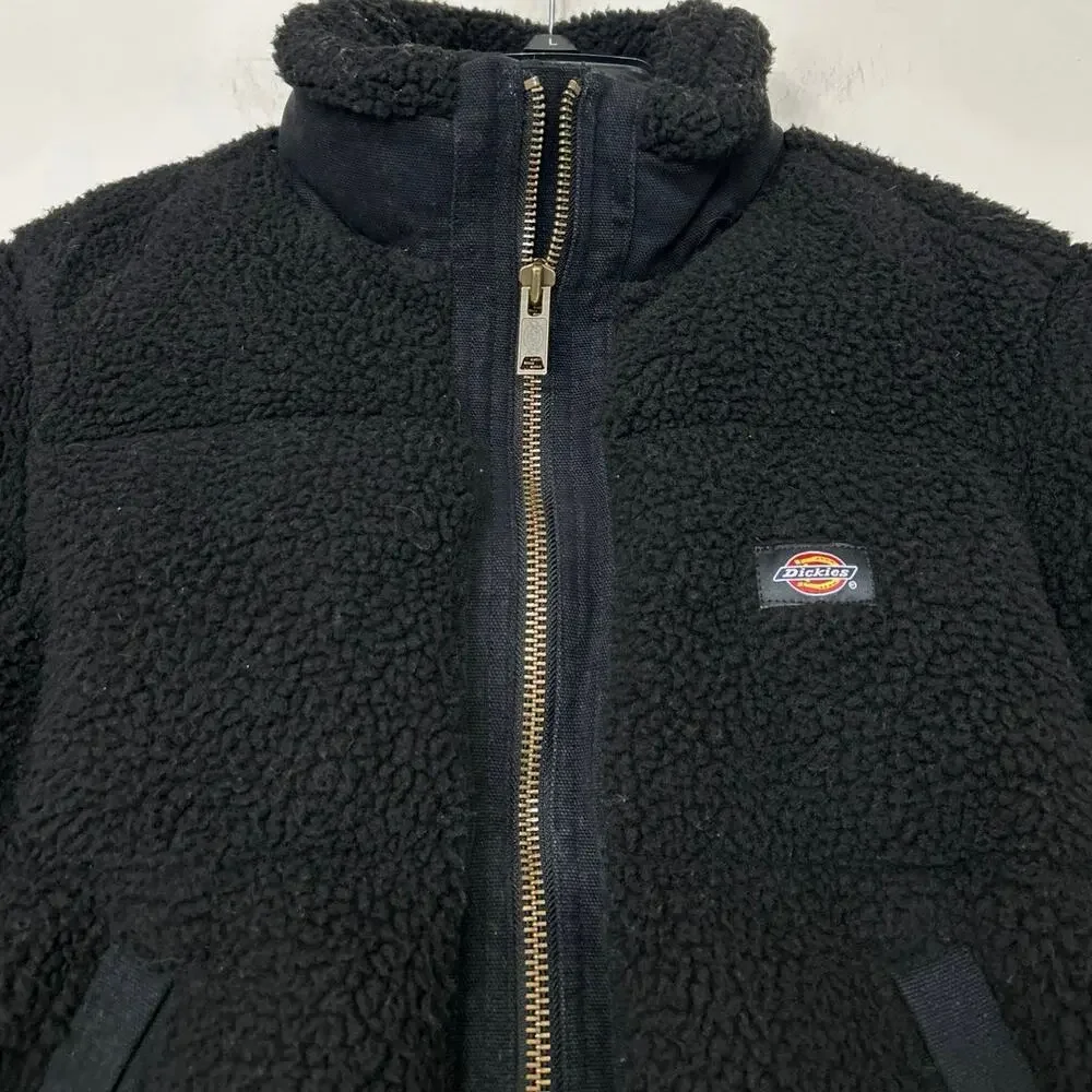 Dickies Mount Hope Sherpa Puffer Jacket Knit Black Women’s Small Cozy Winter - Picture 9 of 16
